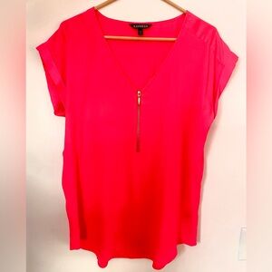 Bright Pink Express Silky Short Sleeve Blouse